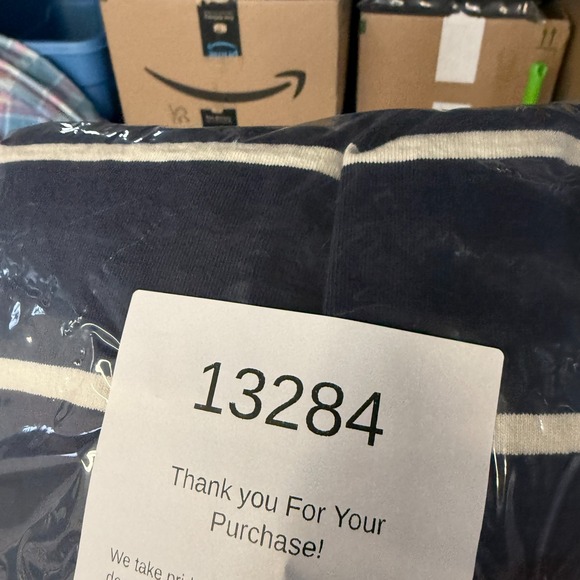 LL Bean Rugby Hoodie Men Medium Navy Blue Striped Lakewashed Pullover Sweatshirt - Picture 10 of 10